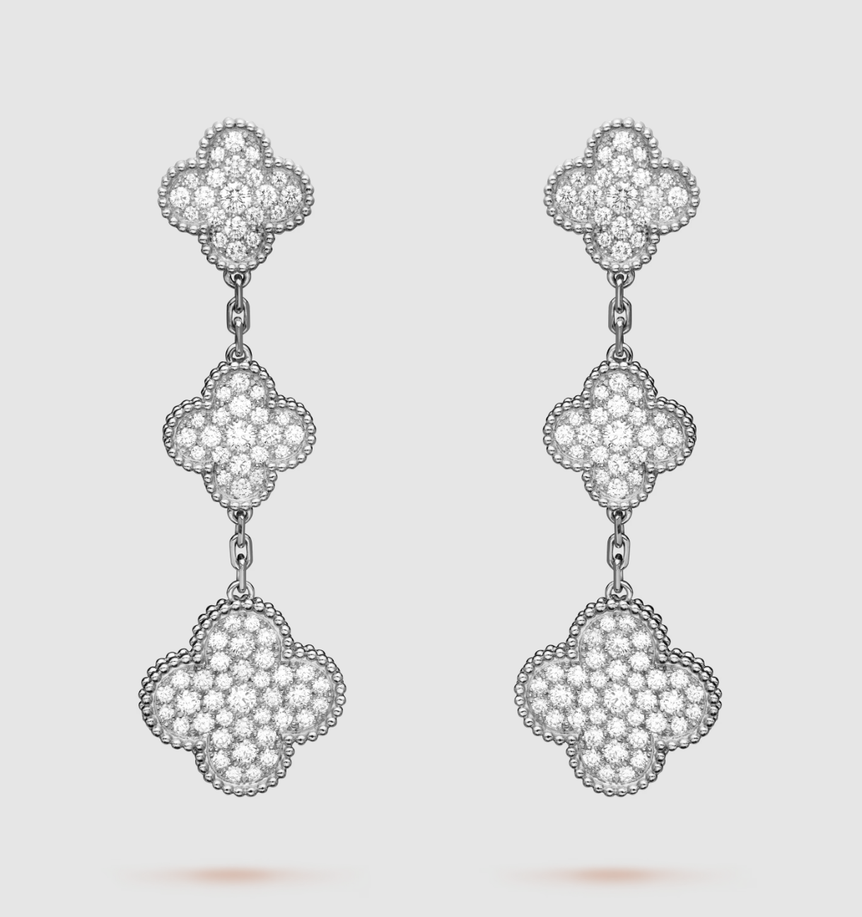 [ELAN LUXE]CLOVER 3 MOTIF DIAMOND SILVER DROP EARRINGS
