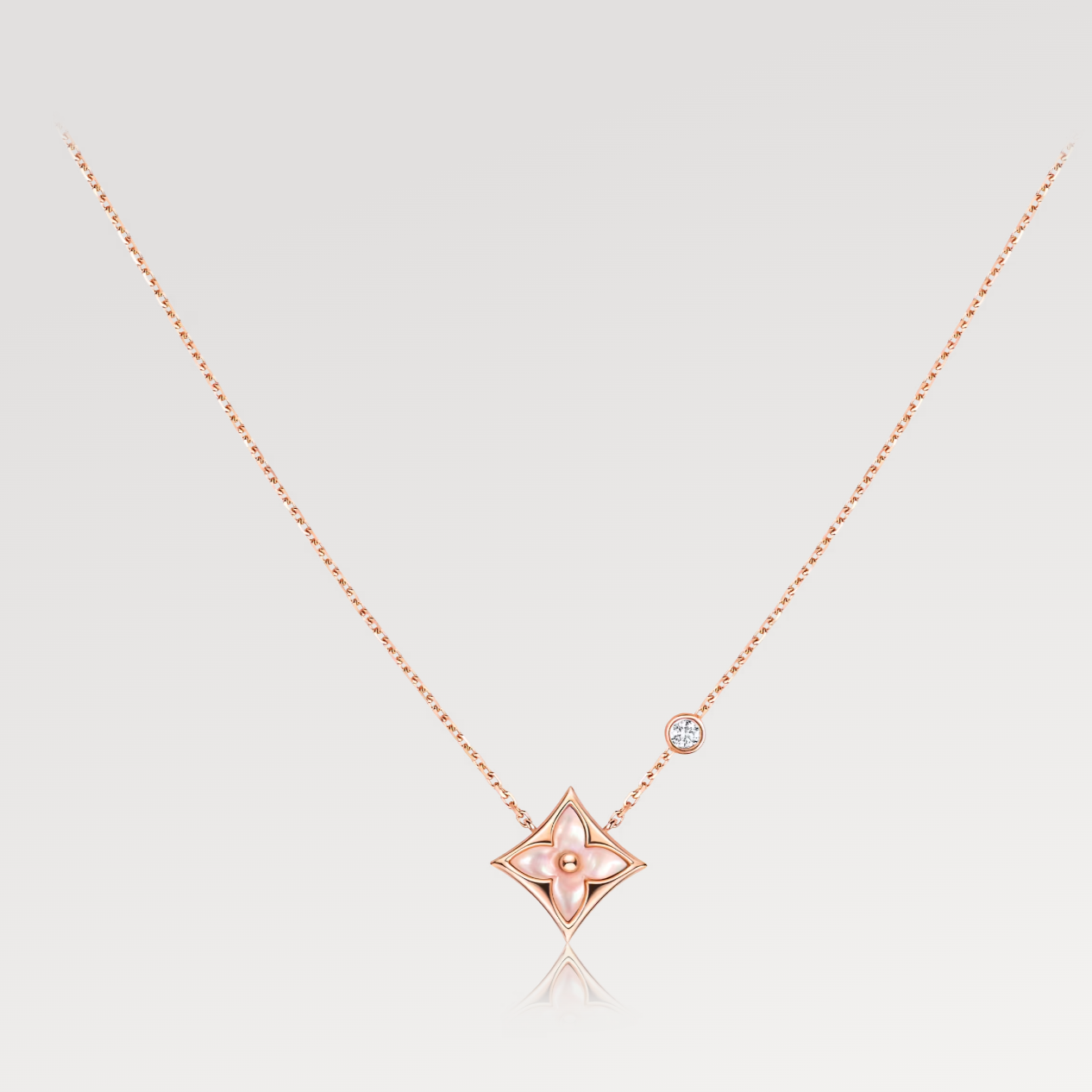 [ELAN LUXE]STAR PINK MOP 1 DIAMOND PINK GOLD NECKLACE