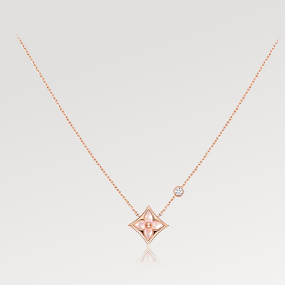 [ELAN LUXE]STAR PINK MOP 1 DIAMOND PINK GOLD NECKLACE