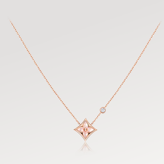 [ELAN LUXE]STAR PINK MOP 1 DIAMOND PINK GOLD NECKLACE