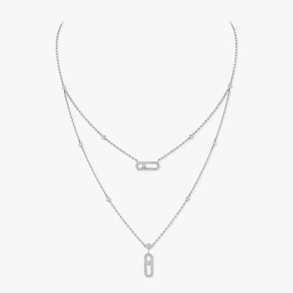 [ELAN LUXE]2 Rows Rose Gold Diamond Pave_ Necklace Move Uno