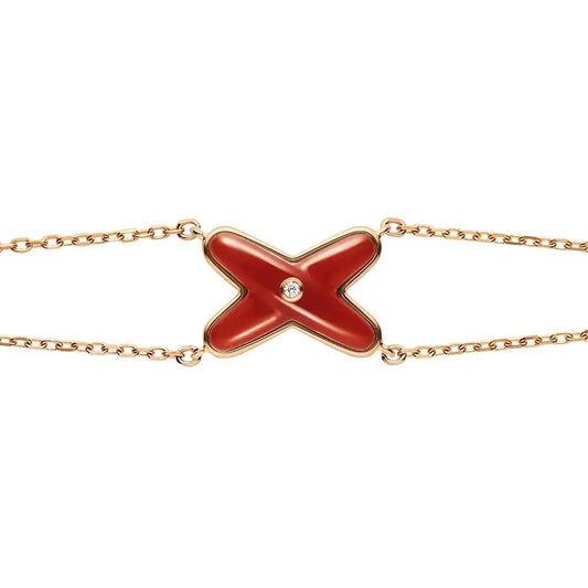 [ELAN LUXE]JEUX BRACELET CARNELIAN PINK GOLD 1 DIAMOND