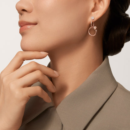 [ELAN LUXE]JUSTE HALF DIAMOND DOUBLE EARRINGS