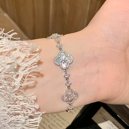[ELAN LUXE]CLOVER 5 MOTIF PINK BLUE RED WHITE BRACELET