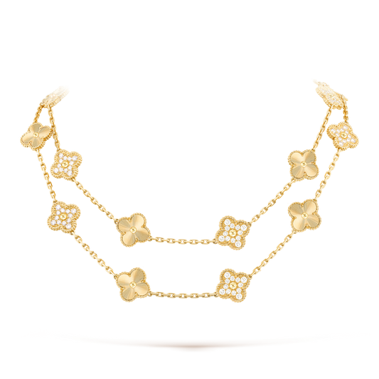[ELAN LUXE]CLOVER 20 MOTIFS LASER DIAMOND NECKLACE