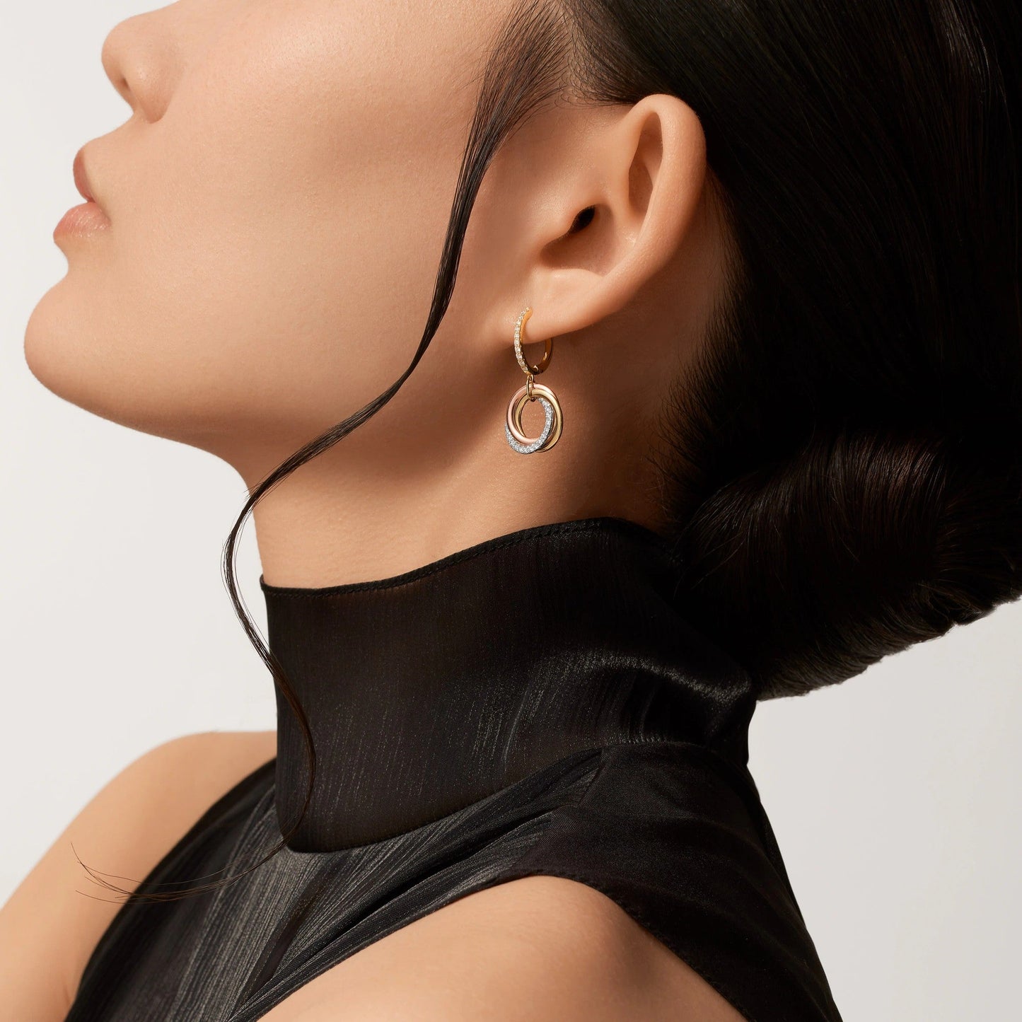[ELAN LUXE]TRINITY HALF DIAMOND  EARRINGS