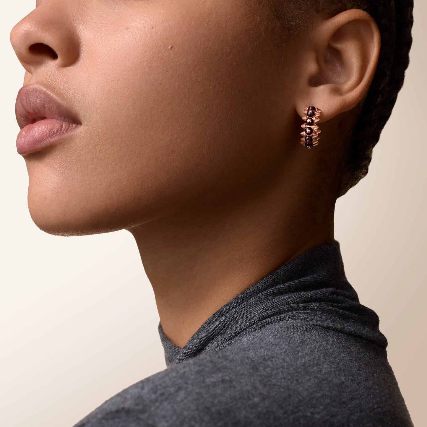 [ELAN LUXE]CLASH 7.9MM AGATE CHALCEDONY EARRINGS