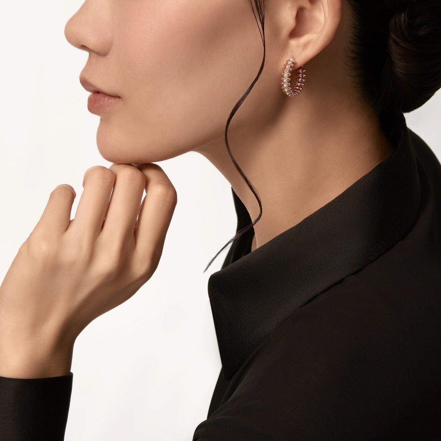 [ELAN LUXE]CLASH FULL DIAMOND MEDIUM EARRINGS