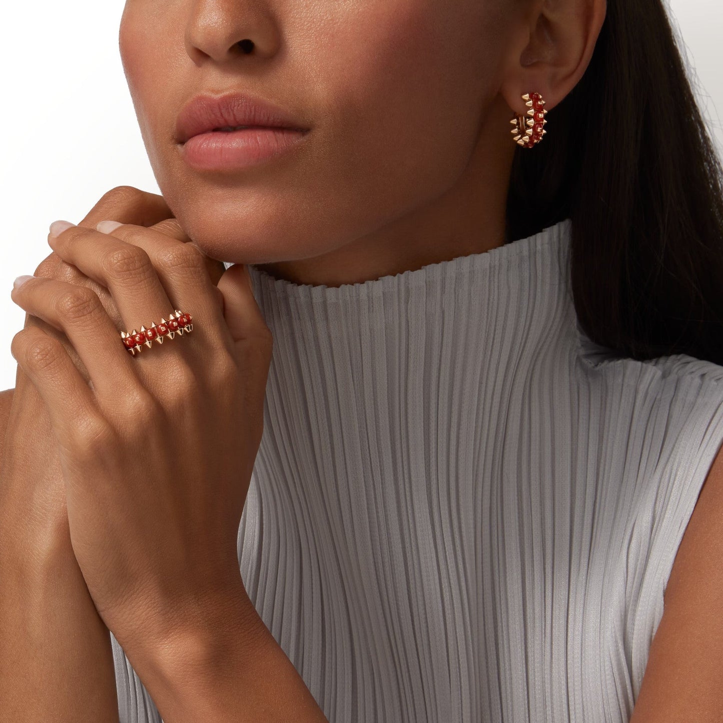 [ELAN LUXE]CLASH 7.9MM AGATE CHALCEDONY EARRINGS