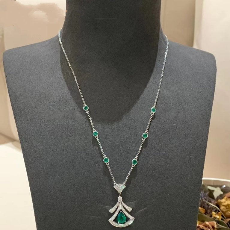 [ELAN LUXE]DREAM NECKLACE MALACHITE DIAMOND SILVER