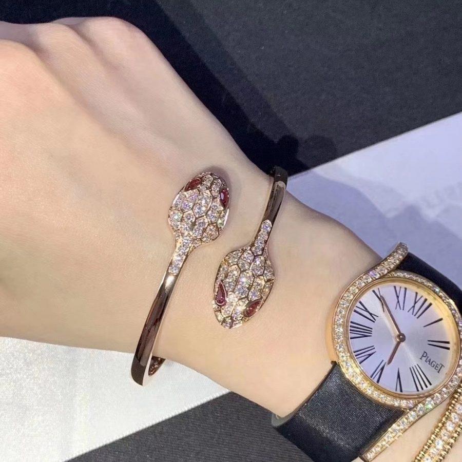 [ELAN LUXE]SERPENTI BRACELET PINK GOLD DIAMOND DOUBLE SNAKE