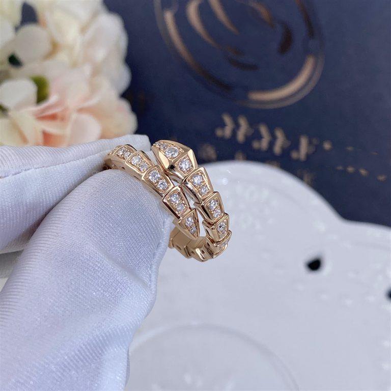 [ELAN LUXE]SERPENTI RING PINK GOLD DIAMOND PAVED 4MM
