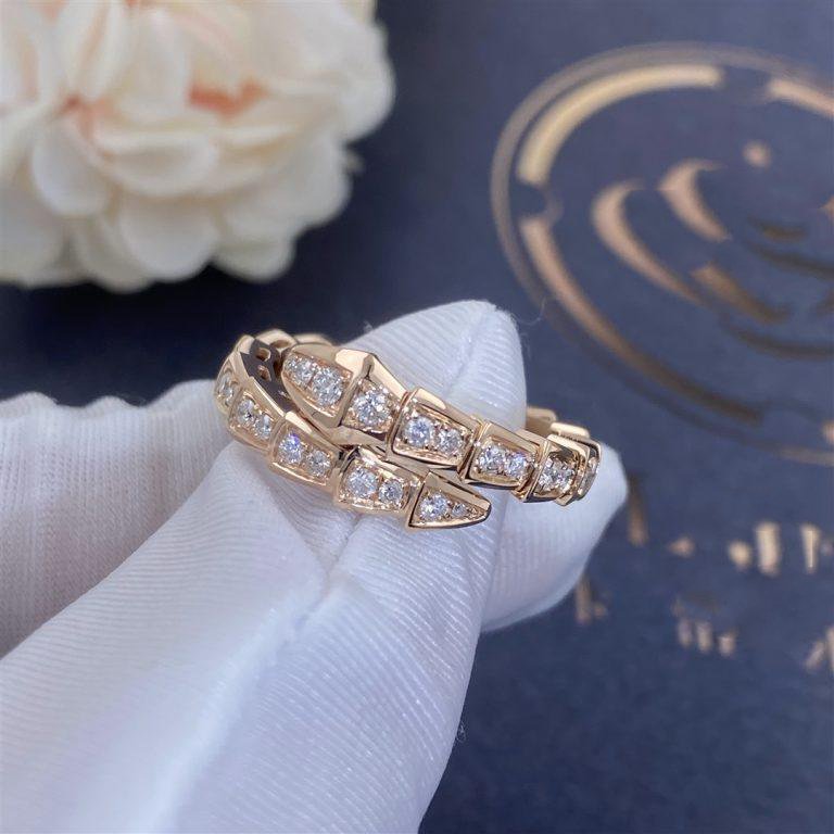 [ELAN LUXE]SERPENTI RING PINK GOLD DIAMOND PAVED 4MM