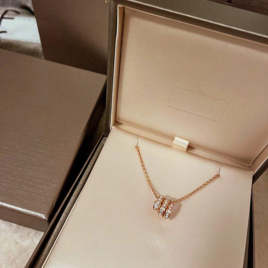 [ELAN LUXE]SERPENTI PINK GOLD NECKLACE DOUBLE RING DIAMOND