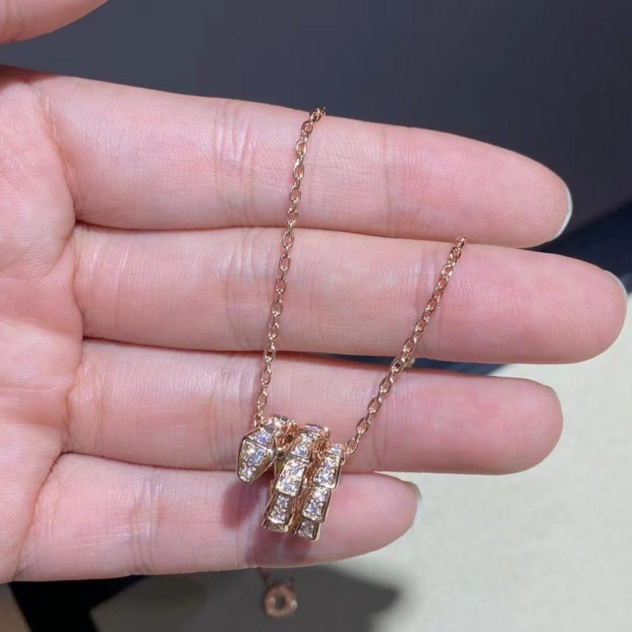 [ELAN LUXE]SERPENTI PINK GOLD NECKLACE DOUBLE RING DIAMOND