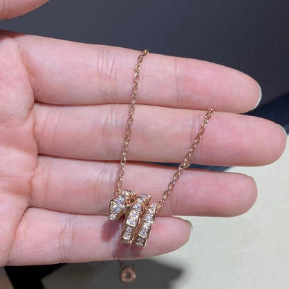 [ELAN LUXE]SERPENTI PINK GOLD NECKLACE DOUBLE RING DIAMOND
