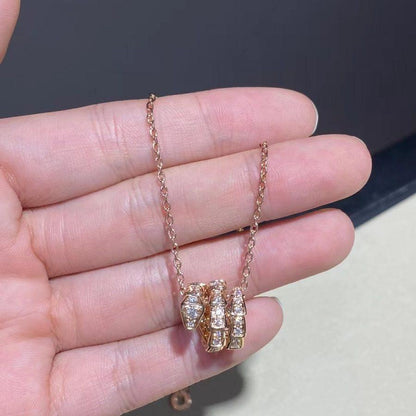 [ELAN LUXE]SERPENTI PINK GOLD NECKLACE DOUBLE RING DIAMOND