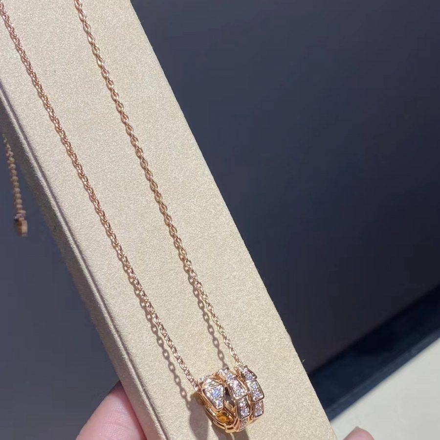 [ELAN LUXE]SERPENTI PINK GOLD NECKLACE DOUBLE RING DIAMOND
