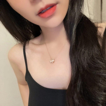 [ELAN LUXE]SERPENTI PINK GOLD NECKLACE DOUBLE RING DIAMOND