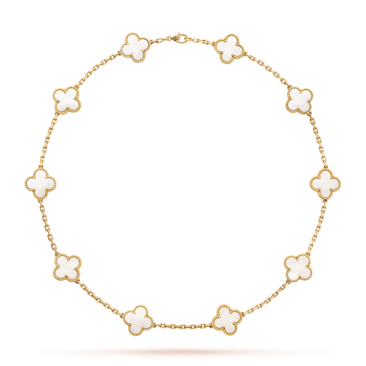 [ELAN LUXE]CLOVER 10 MOTIFS WHITE MOTHER OF PEARL NECKLACE