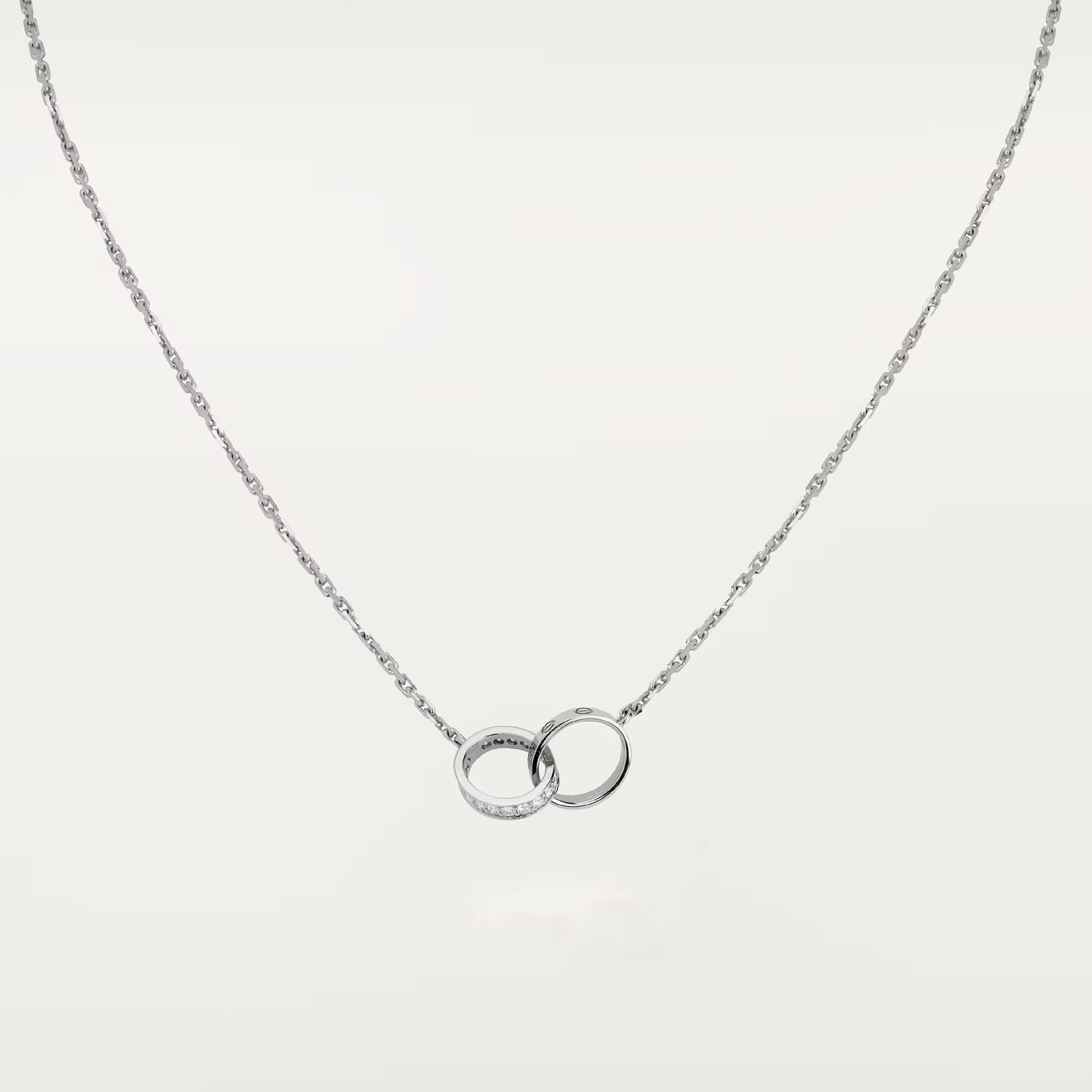 [ELAN LUXE]LOVE DOUBLE RING HALF DIAMOND NECKLACE