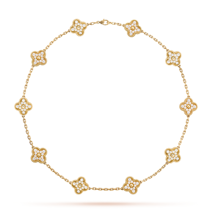[ELAN LUXE]CLOVER 10 MOTIFS DIAMOND NECKLACE