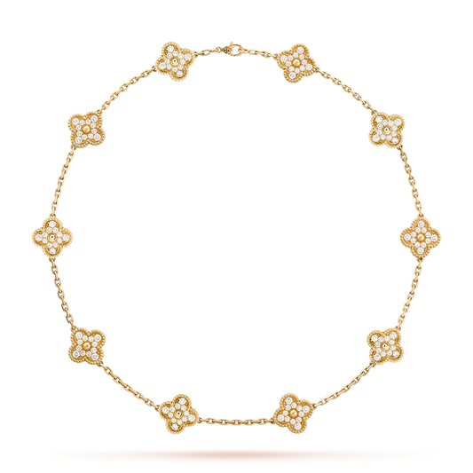 [ELAN LUXE]CLOVER 10 MOTIFS DIAMOND NECKLACE