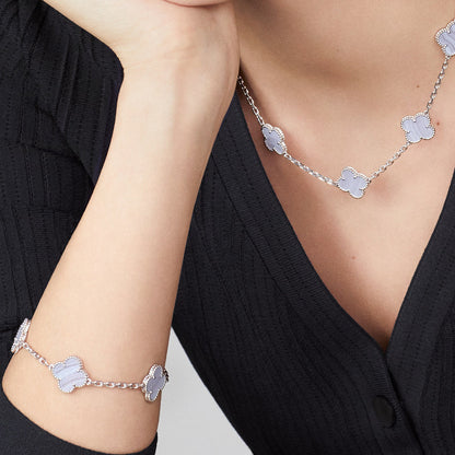 [ELAN LUXE]CLOVER 10 MOTIFS BLUE CHALCEDONY NECKLACE