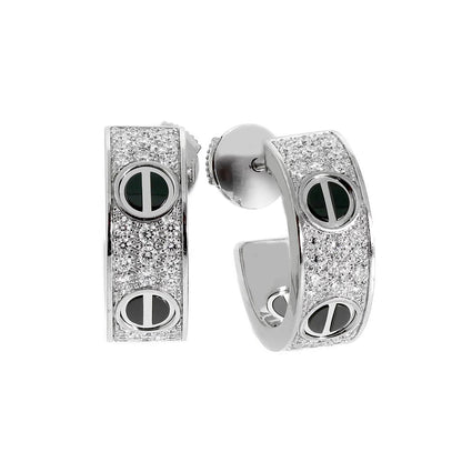 [ELAN LUXE]LOVE CERAMIC DIAMOND PAVED SILVER EARRINGS