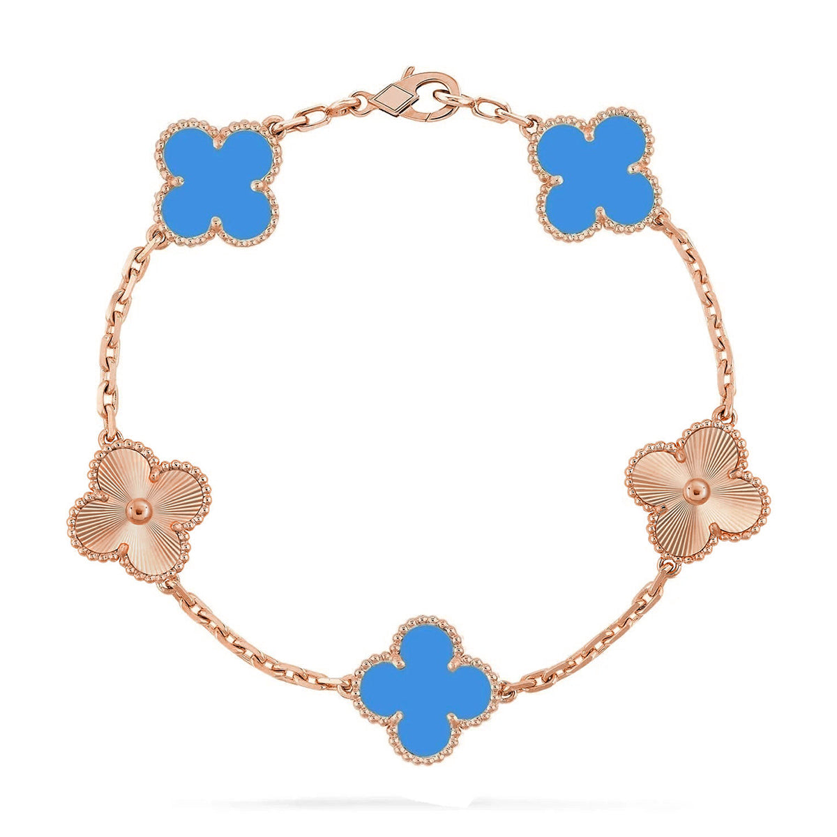[ELAN LUXE] CLOVER 5 MOTIF BLUE AGATE BRACELET COLLECTION