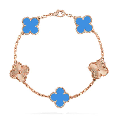 [ELAN LUXE] CLOVER 5 MOTIF BLUE AGATE BRACELET COLLECTION
