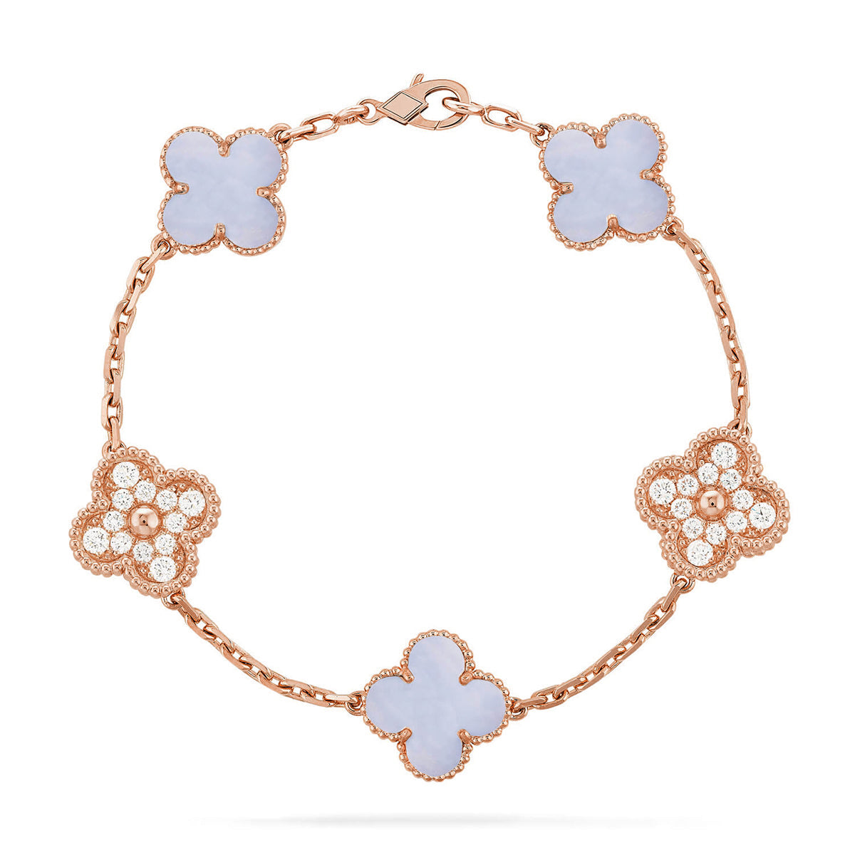 [ELAN LUXE] CLOVER 5 MOTIF PURPLE CHALCEDONY BRACELET COLLECTION