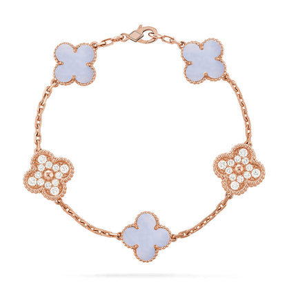 [ELAN LUXE] CLOVER 5 MOTIF PURPLE CHALCEDONY BRACELET COLLECTION