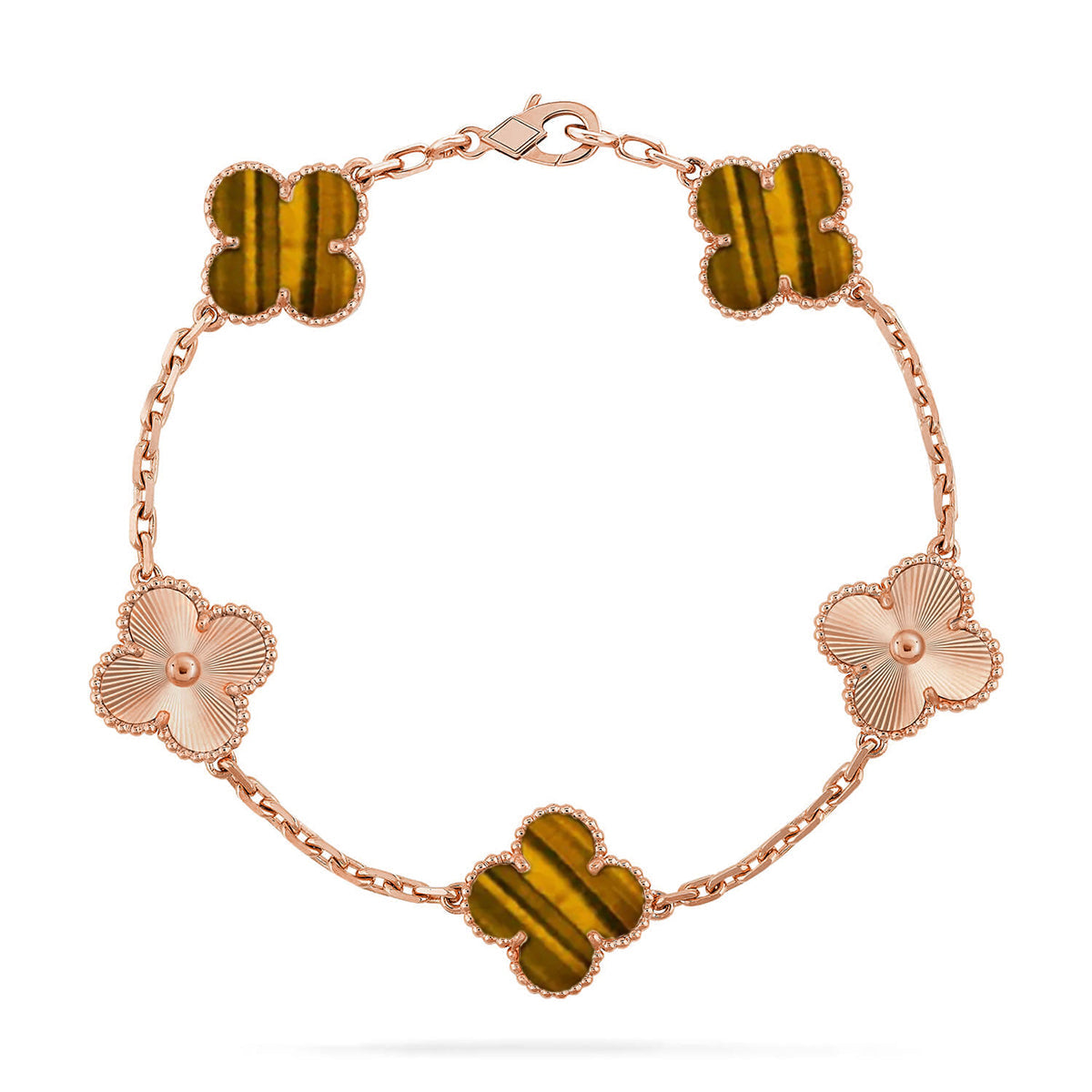 [ELAN LUXE] CLOVER 5 MOTIFS TIGER EYE BRACELET COLLECTION