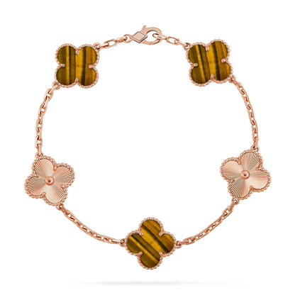 [ELAN LUXE] CLOVER 5 MOTIFS TIGER EYE BRACELET COLLECTION