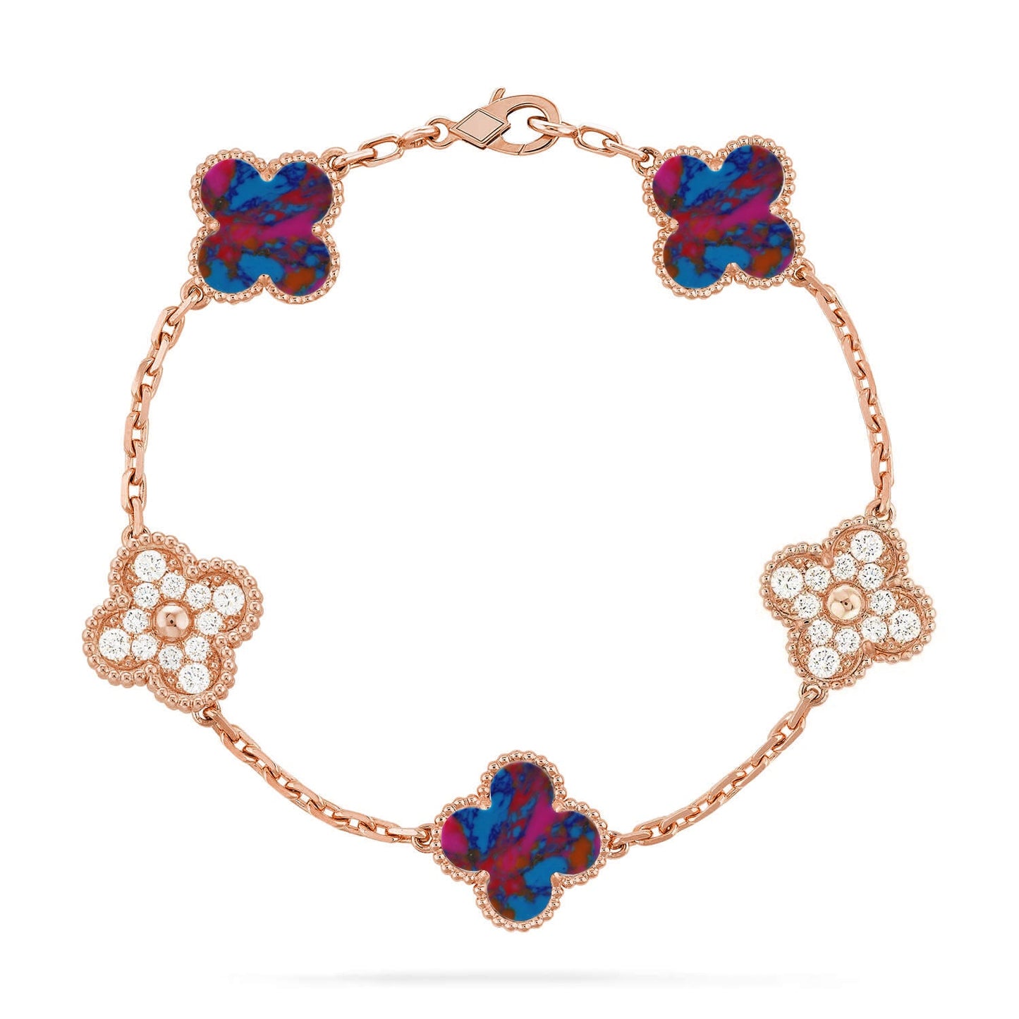 [ELAN LUXE]CLOVER 5 MOTIF COLOR GEMSTONES BRACELET COLLECTION