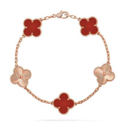 [ELAN LUXE] CLOVER 5 MOTIF RED CORNELIAN BRACELET COLLECTION