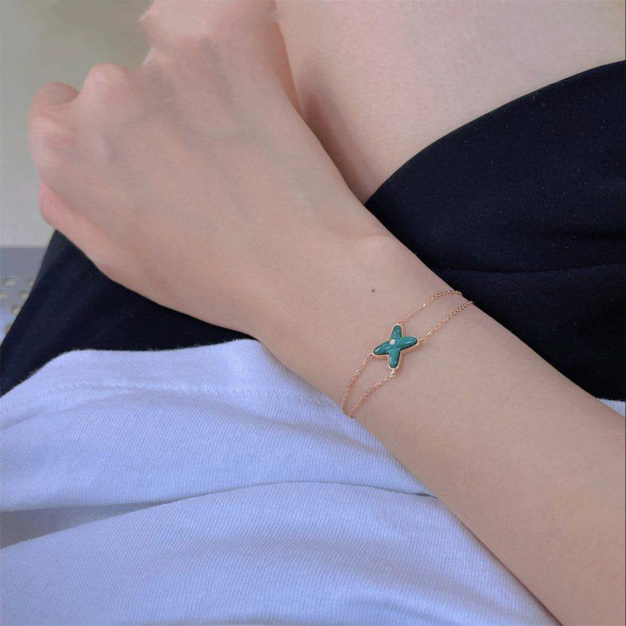 [ELAN LUXE]JEUX BRACELET MALACHITE PINK GOLD 1 DIAMOND