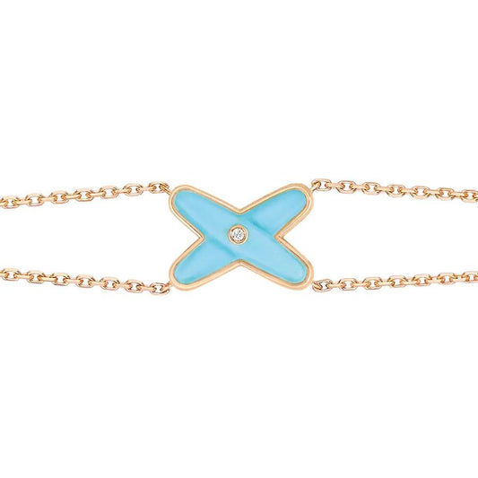 [ELAN LUXE]JEUX BRACELET TURQUOISE PINK GOLD 1 DIAMOND