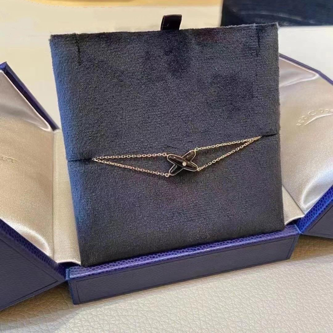 [ELAN LUXE]JEUX BRACELET ONYX PINK GOLD 1 DIAMOND