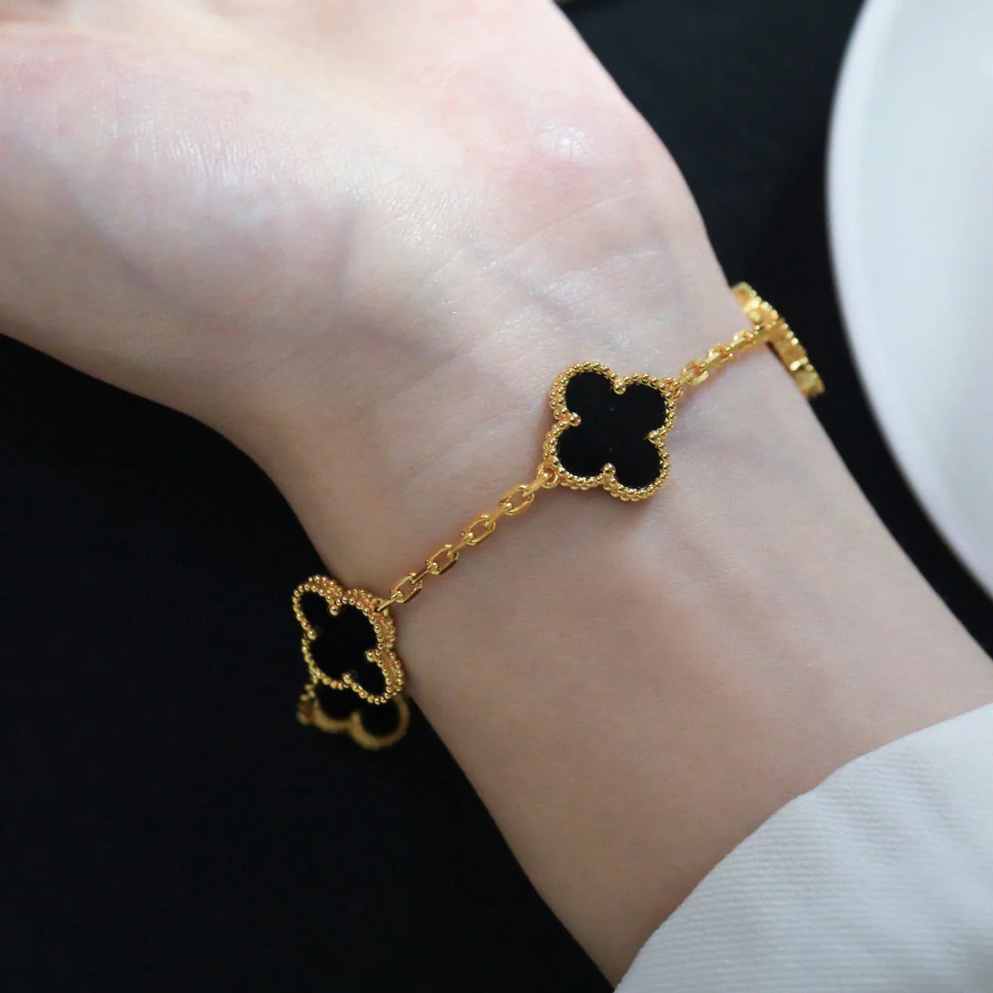 [ELAN LUXE]CLOVER  5 MOTIFS BLACK ONYX BRACELET