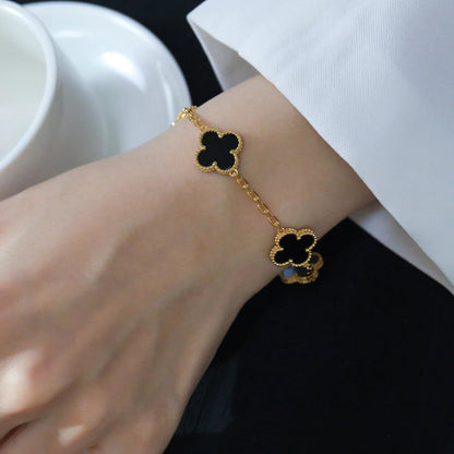 [ELAN LUXE]CLOVER  5 MOTIFS BLACK ONYX BRACELET