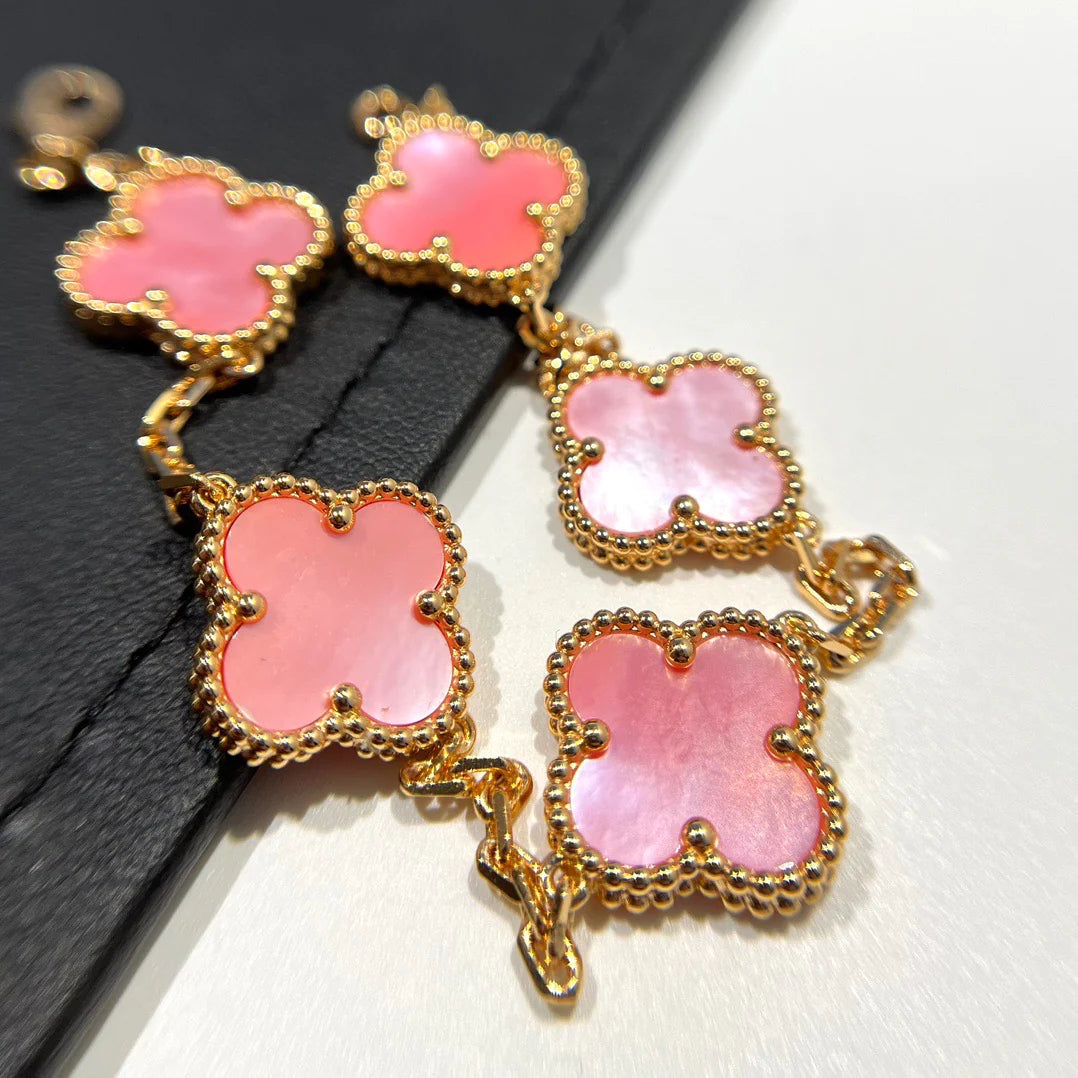 [ELAN LUXE]CLOVER 5 PINK MOP BRACELET
