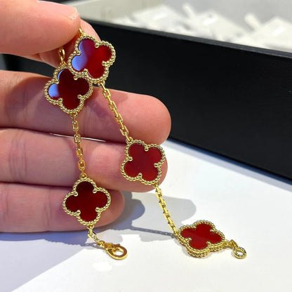 [ELAN LUXE] CLOVER 5 MOTIF RED CORNELIAN BRACELET COLLECTION