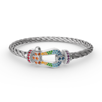 [ELAN LUXE]FORC LARGE HORSESHOE  COLORED DIAMOND BRACELET SILVER