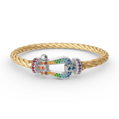 [ELAN LUXE]FORC LARGE HORSESHOE  COLORED DIAMOND BRACELET SILVER