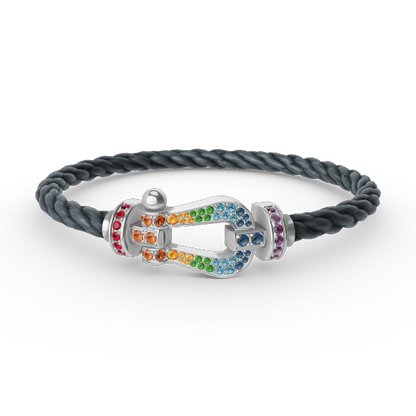 [ELAN LUXE]FORC LARGE HORSESHOE  COLORED DIAMOND BRACELET SILVER
