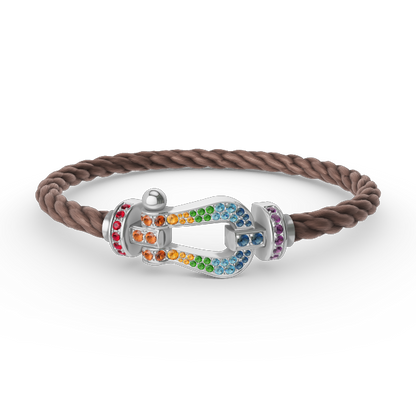 [ELAN LUXE]FORC LARGE HORSESHOE  COLORED DIAMOND BRACELET SILVER