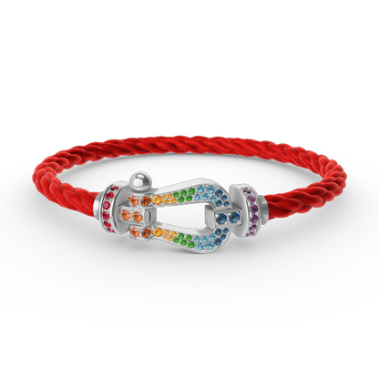 [ELAN LUXE]FORC LARGE HORSESHOE  COLORED DIAMOND BRACELET SILVER