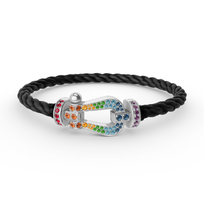 [ELAN LUXE]FORC LARGE HORSESHOE  COLORED DIAMOND BRACELET SILVER